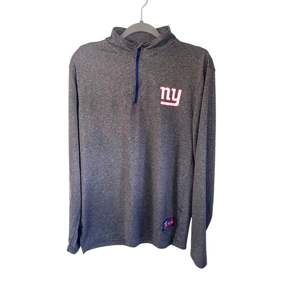NFL Team Apparel New York Giants Quarter Zip Pullover Mens‎ Medium Gray Heather